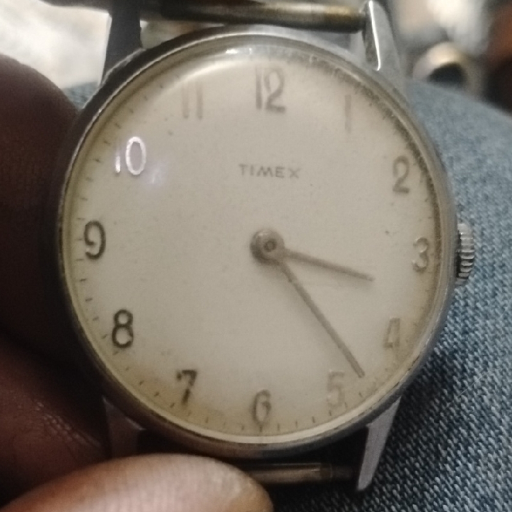 Timex Silver Watch with Cream Dial